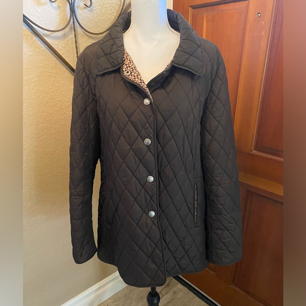 Coach Brown Quilted Nylon Puffer Lightweight Jacket Coat Women's Size XLarge